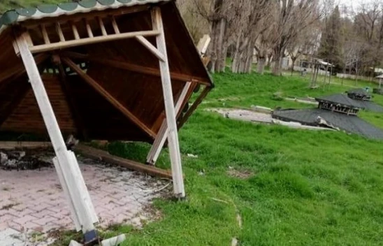 Fırtına kamelyaları devirdi