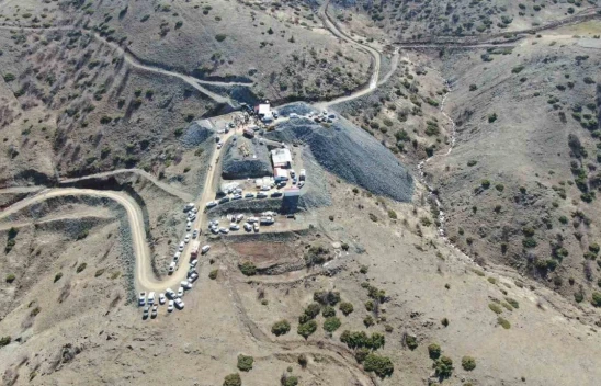 Göçüğün yaşandığı Bedri Aydın Madencilik'e ait alan dron ile görüntülendi
