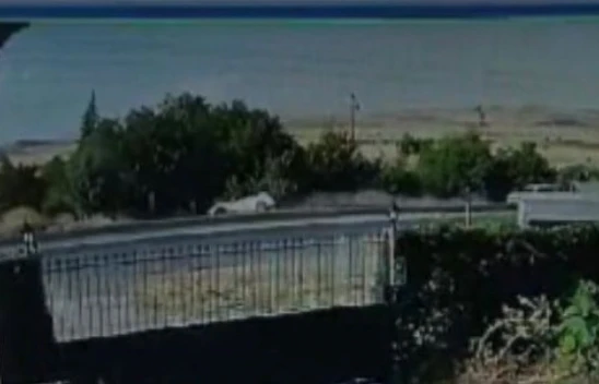 Hızını alamayan otomobil bahçeye uçtu: Olay anı güvenlik kamerasında