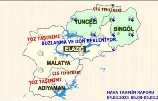 Meteoroloji'den Elazığ İçin Kritik Uyarı: Çığ, Buzlanma ve Toz Taşınımı Tehlikesi!