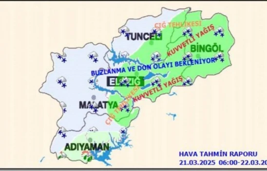 Elazığ, Malatya, Tunceli, Adıyaman ve Bingöl Dikkat!