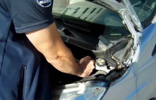 Otomobilin motor kısmına giren kedi kurtarıldı