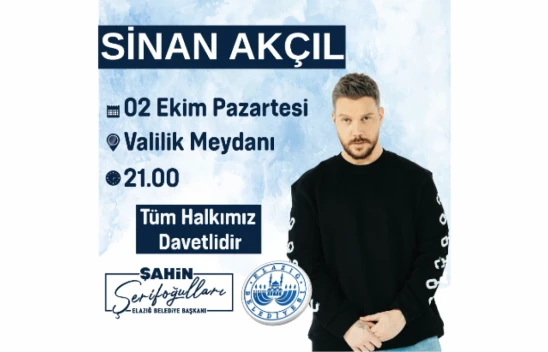 Sinan Akçıl Elazığ Konseri 2 Ekimde Yapılacak