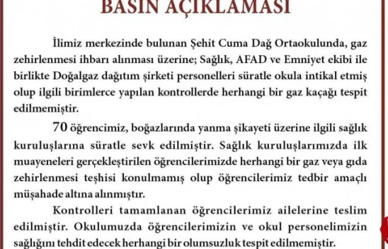 Elazığ Valiliğinden Şehit Cuma Dağ Ortaokulunda Yaşanan Olayla İlgili Açıklama