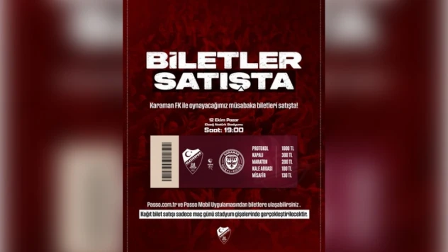 Seza Çimento Elazığspor - Karaman FK Maçının Biletleri Satışa Çıktı