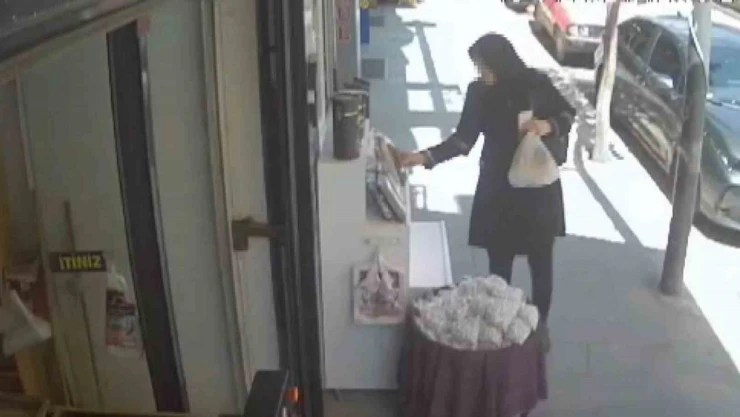 Elazığ'da bir kadın, orcik çalarken güvenlik kamerasına yakalandı