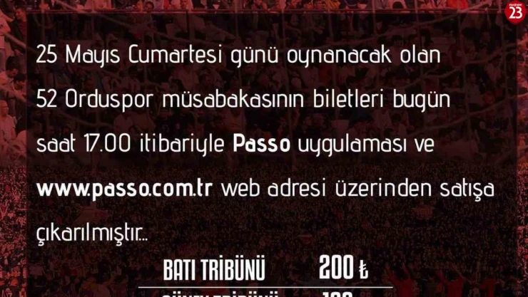 Elazığspor-52 Orduspor maçı biletleri satışta