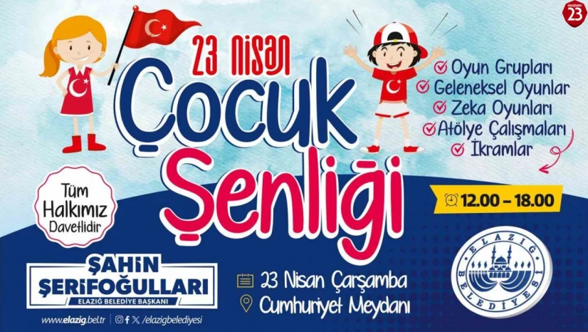 Elazığ'da 23 Nisan Coşkusu: Cumhuriyet Meydanı'nda Renkli Çocuk Şenliği!