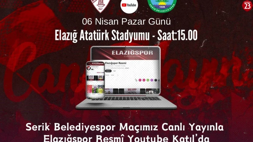 Elazığspor-Serik Belediyespor maçı canlı yayınlanacak