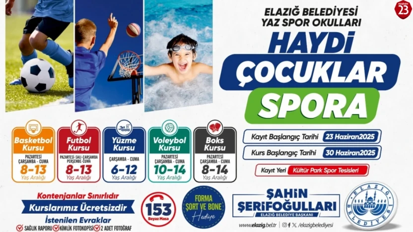 Elazığ Belediyesi'nden Çocuklara Yaz Hediyesi: Ücretsiz Spor Kursları Başlıyor