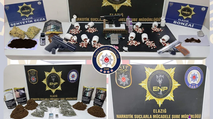 Elazığ'da Narkotik Operasyonları: Çok Sayıda Uyuşturucu Ele Geçirildi, 19 Tutuklama