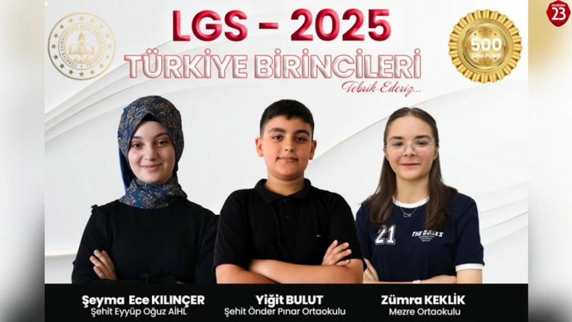 Elazığ'dan LGS'de Gururlandıran Başarı: 3 Öğrenci Türkiye Birincisi Oldu