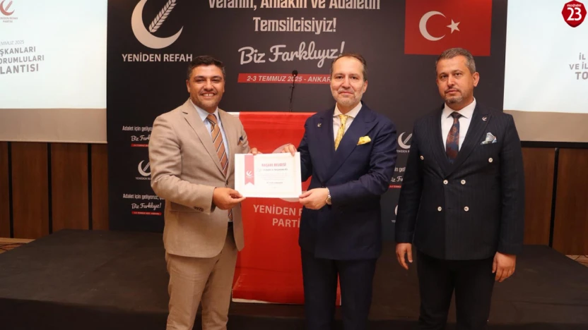 Yeniden Refah Partisi Elazığ İl Başkanlığı Türkiye Birincisi Oldu