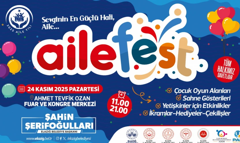 Elazığ Belediyesi'nden AileFest: 24 Kasım'da Aile Bağlarını Güçlendiren Büyük Buluşma