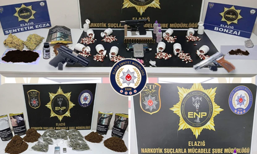 Elazığ'da Narkotik Operasyonları: Çok Sayıda Uyuşturucu Ele Geçirildi, 19 Tutuklama